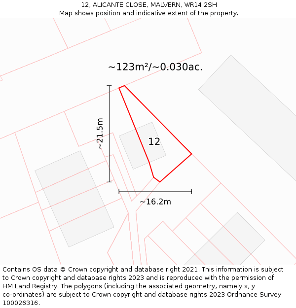 12, ALICANTE CLOSE, MALVERN, WR14 2SH: Plot and title map