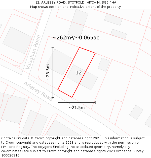 12, ARLESEY ROAD, STOTFOLD, HITCHIN, SG5 4HA: Plot and title map