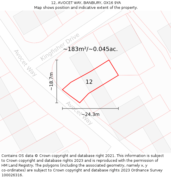 12, AVOCET WAY, BANBURY, OX16 9YA: Plot and title map