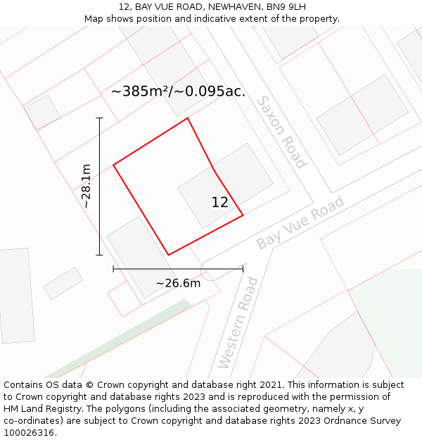 12, BAY VUE ROAD, NEWHAVEN, BN9 9LH: Plot and title map