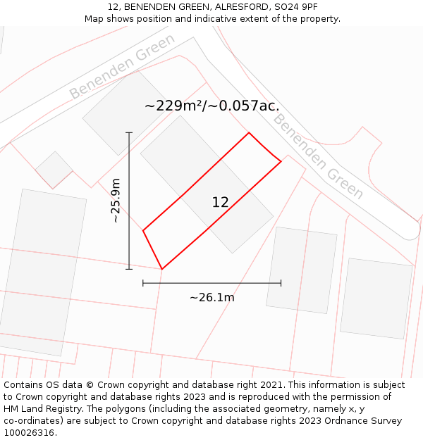 12, BENENDEN GREEN, ALRESFORD, SO24 9PF: Plot and title map