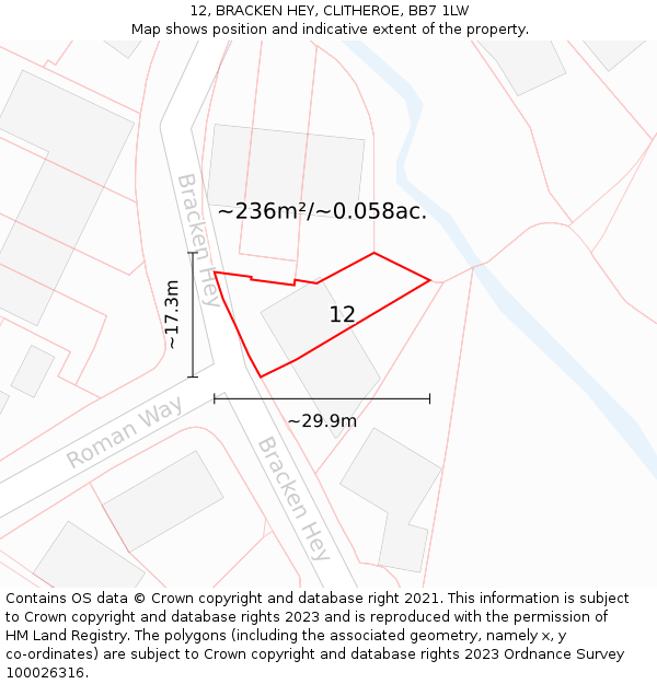 12, BRACKEN HEY, CLITHEROE, BB7 1LW: Plot and title map