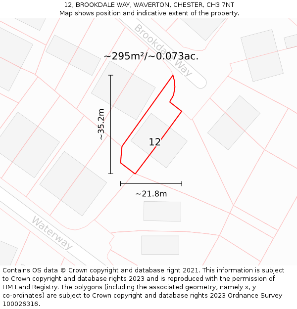 12, BROOKDALE WAY, WAVERTON, CHESTER, CH3 7NT: Plot and title map