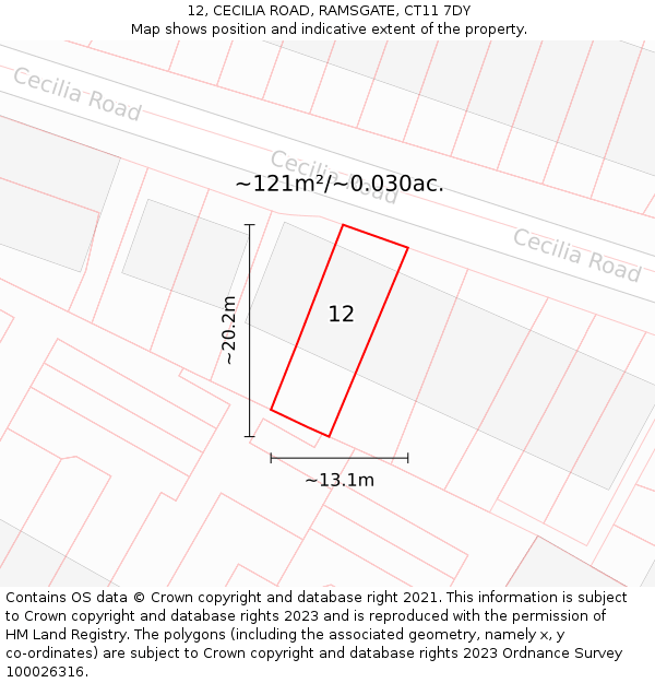 12, CECILIA ROAD, RAMSGATE, CT11 7DY: Plot and title map