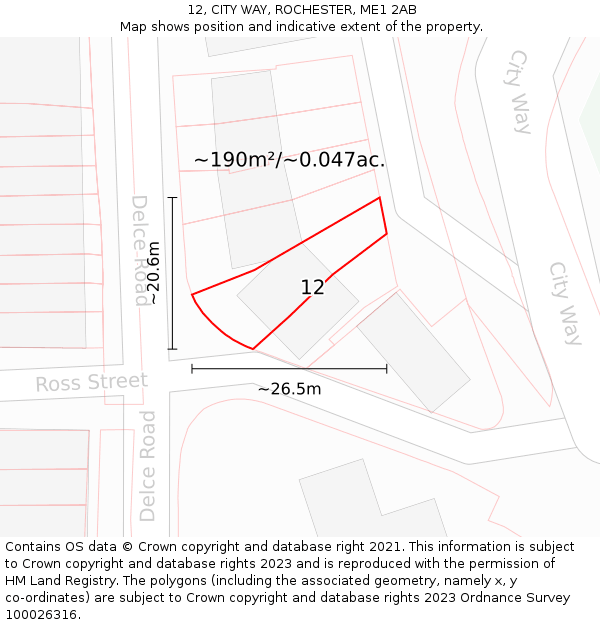 12, CITY WAY, ROCHESTER, ME1 2AB: Plot and title map