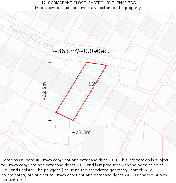 12, CORMORANT CLOSE, EASTBOURNE, BN23 7SG: Plot and title map