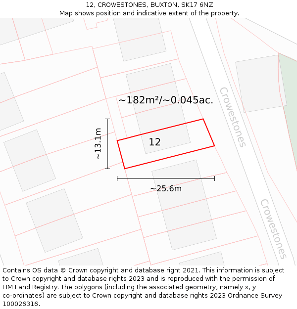 12, CROWESTONES, BUXTON, SK17 6NZ: Plot and title map