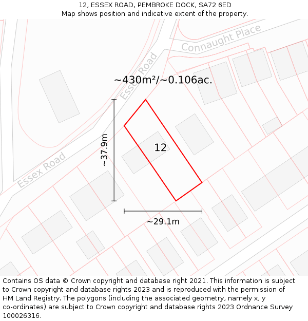 12, ESSEX ROAD, PEMBROKE DOCK, SA72 6ED: Plot and title map