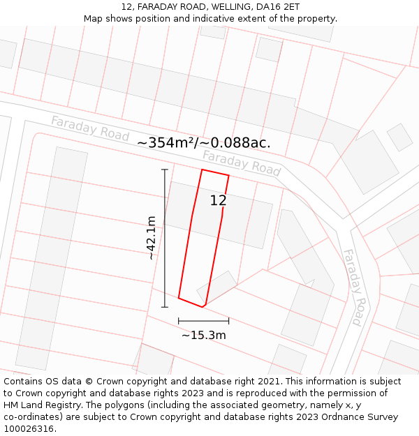 12, FARADAY ROAD, WELLING, DA16 2ET: Plot and title map