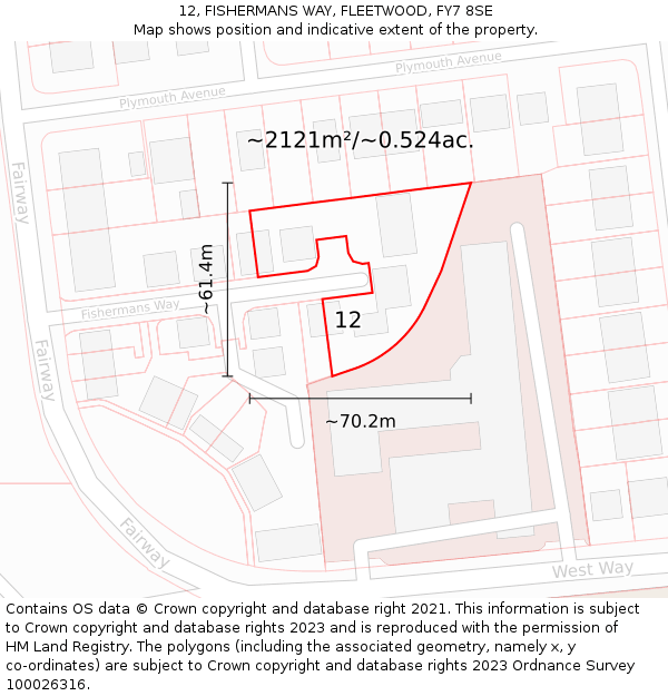 12, FISHERMANS WAY, FLEETWOOD, FY7 8SE: Plot and title map