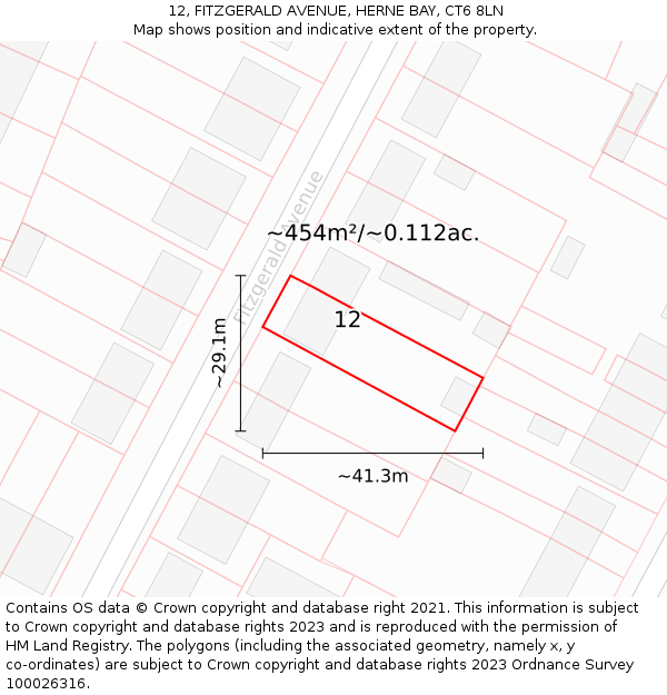 12, FITZGERALD AVENUE, HERNE BAY, CT6 8LN: Plot and title map