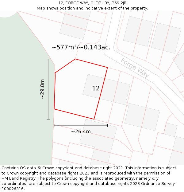 12, FORGE WAY, OLDBURY, B69 2JR: Plot and title map