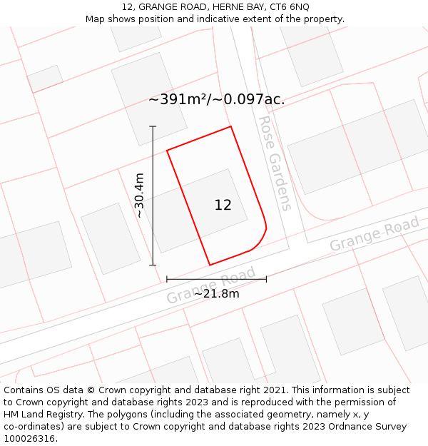 12, GRANGE ROAD, HERNE BAY, CT6 6NQ: Plot and title map