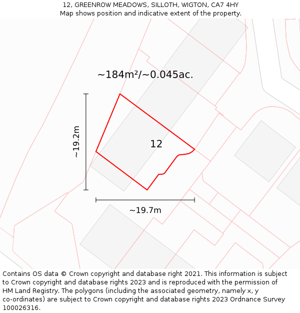 12, GREENROW MEADOWS, SILLOTH, WIGTON, CA7 4HY: Plot and title map