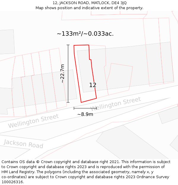 12, JACKSON ROAD, MATLOCK, DE4 3JQ: Plot and title map