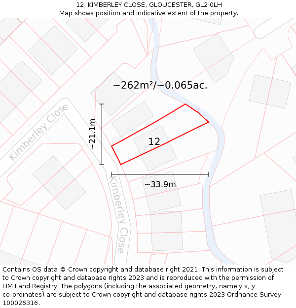 12, KIMBERLEY CLOSE, GLOUCESTER, GL2 0LH: Plot and title map