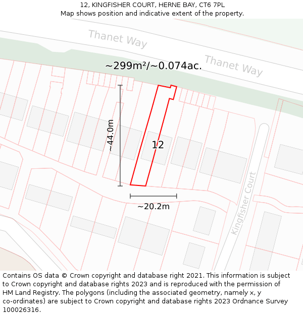 12, KINGFISHER COURT, HERNE BAY, CT6 7PL: Plot and title map