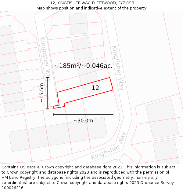 12, KINGFISHER WAY, FLEETWOOD, FY7 8SB: Plot and title map