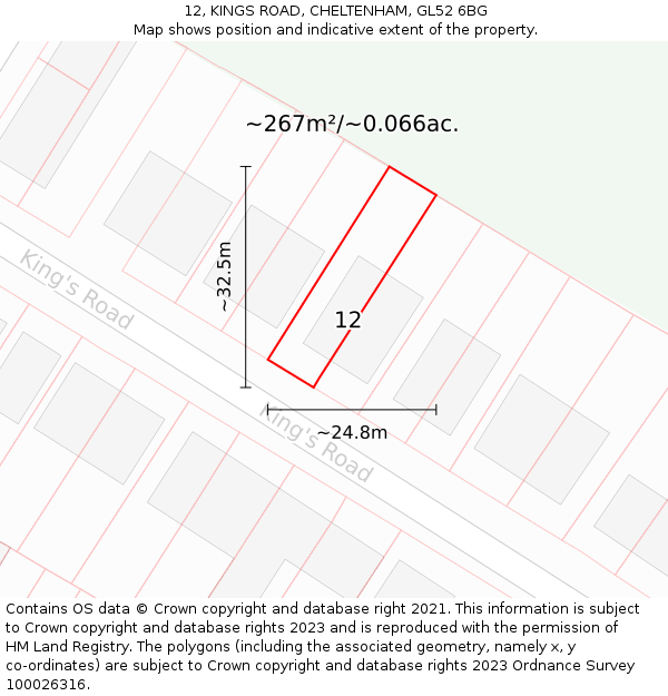 12, KINGS ROAD, CHELTENHAM, GL52 6BG: Plot and title map