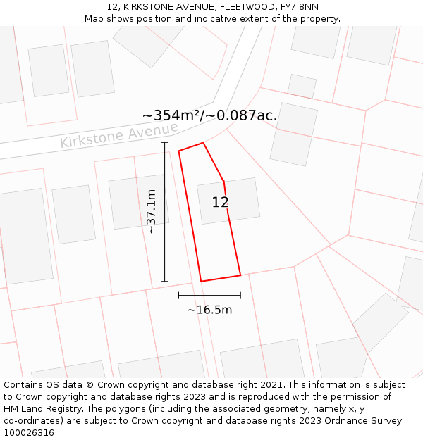 12, KIRKSTONE AVENUE, FLEETWOOD, FY7 8NN: Plot and title map