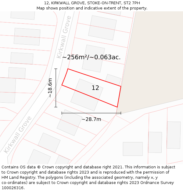 12, KIRKWALL GROVE, STOKE-ON-TRENT, ST2 7PH: Plot and title map