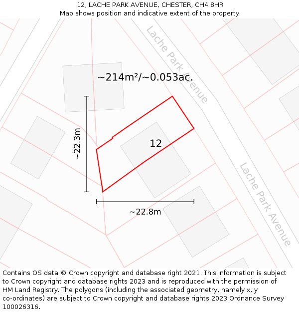 12, LACHE PARK AVENUE, CHESTER, CH4 8HR: Plot and title map