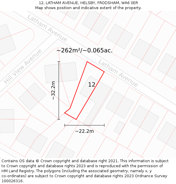 12, LATHAM AVENUE, HELSBY, FRODSHAM, WA6 0ER: Plot and title map