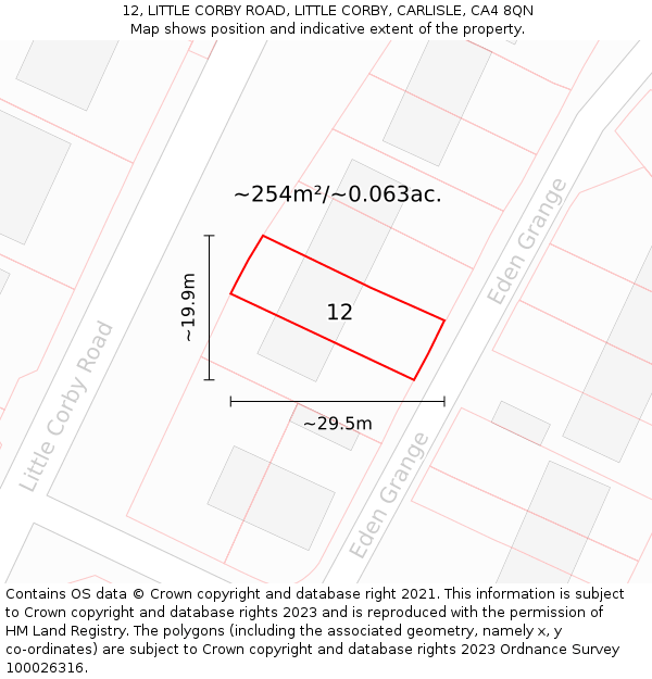 12, LITTLE CORBY ROAD, LITTLE CORBY, CARLISLE, CA4 8QN: Plot and title map