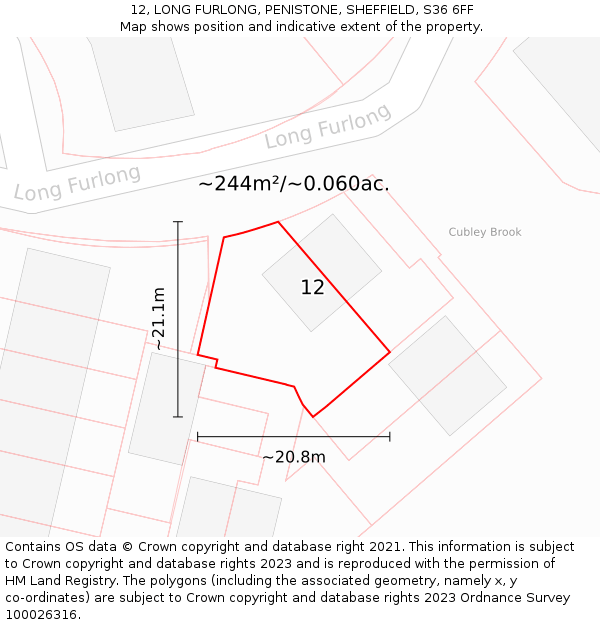 12, LONG FURLONG, PENISTONE, SHEFFIELD, S36 6FF: Plot and title map