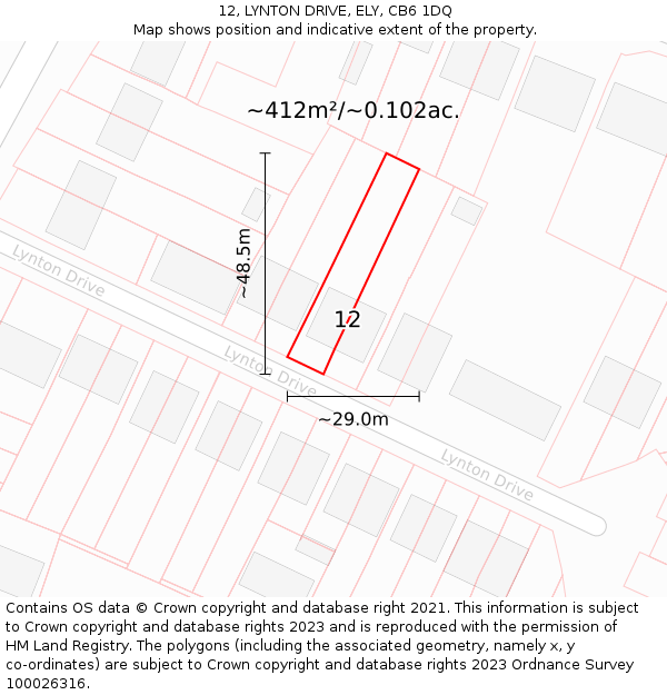 12, LYNTON DRIVE, ELY, CB6 1DQ: Plot and title map