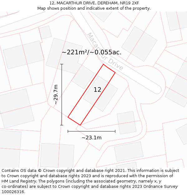 12, MACARTHUR DRIVE, DEREHAM, NR19 2XF: Plot and title map