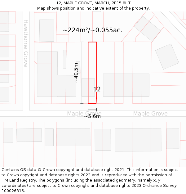 12, MAPLE GROVE, MARCH, PE15 8HT: Plot and title map