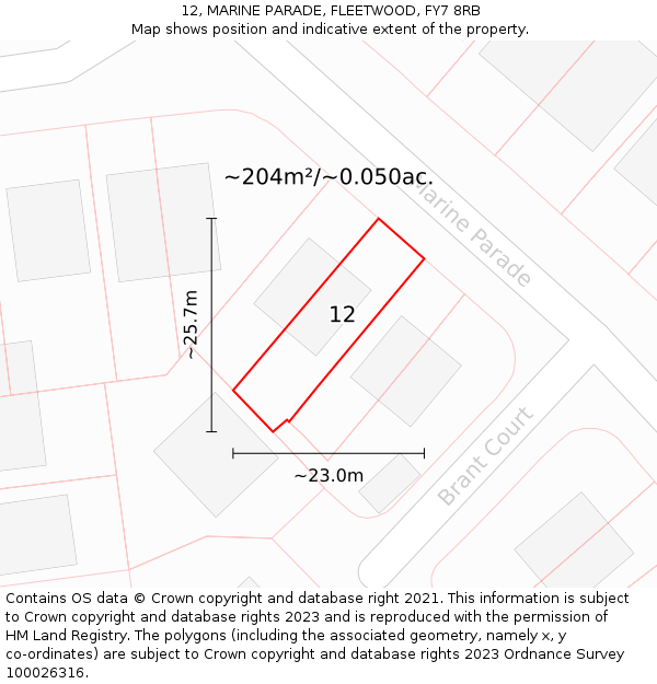 12, MARINE PARADE, FLEETWOOD, FY7 8RB: Plot and title map