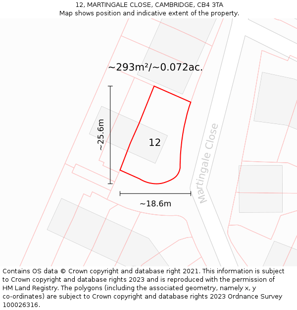 12, MARTINGALE CLOSE, CAMBRIDGE, CB4 3TA: Plot and title map