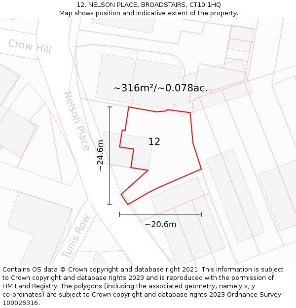 12, NELSON PLACE, BROADSTAIRS, CT10 1HQ: Plot and title map