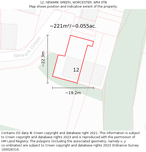 12, NEWARK GREEN, WORCESTER, WR4 0TB: Plot and title map