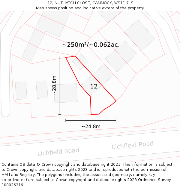 12, NUTHATCH CLOSE, CANNOCK, WS11 7LS: Plot and title map