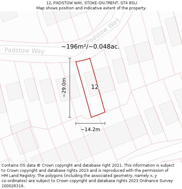 12, PADSTOW WAY, STOKE-ON-TRENT, ST4 8SU: Plot and title map