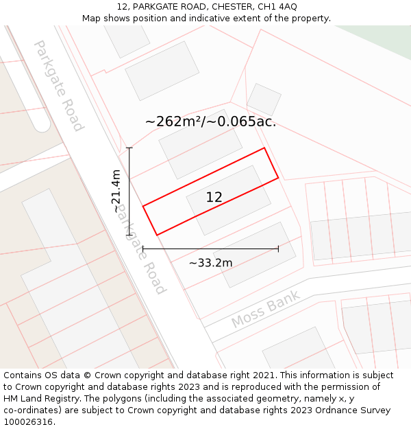 12, PARKGATE ROAD, CHESTER, CH1 4AQ: Plot and title map