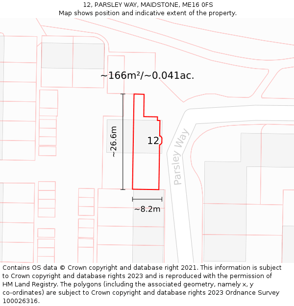 12, PARSLEY WAY, MAIDSTONE, ME16 0FS: Plot and title map