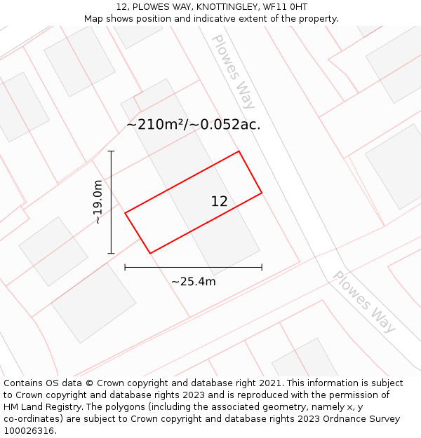 12, PLOWES WAY, KNOTTINGLEY, WF11 0HT: Plot and title map