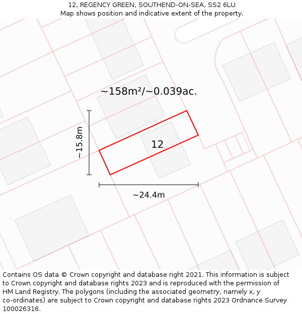 12, REGENCY GREEN, SOUTHEND-ON-SEA, SS2 6LU: Plot and title map