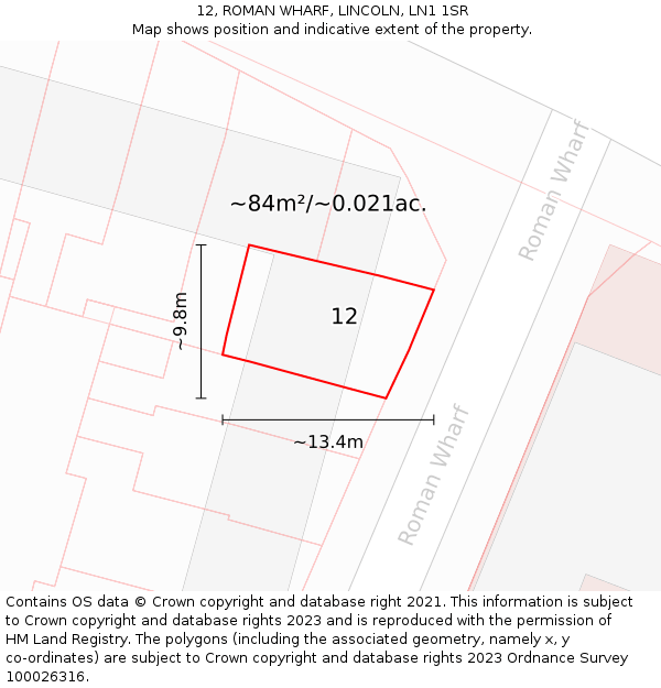 12, ROMAN WHARF, LINCOLN, LN1 1SR: Plot and title map