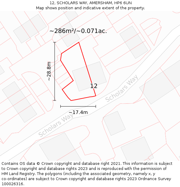 12, SCHOLARS WAY, AMERSHAM, HP6 6UN: Plot and title map