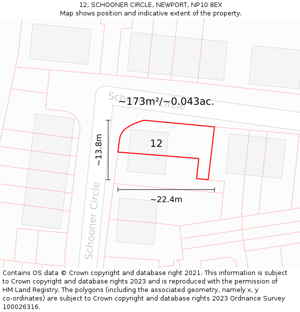 12, SCHOONER CIRCLE, NEWPORT, NP10 8EX: Plot and title map