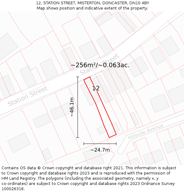 12, STATION STREET, MISTERTON, DONCASTER, DN10 4BY: Plot and title map