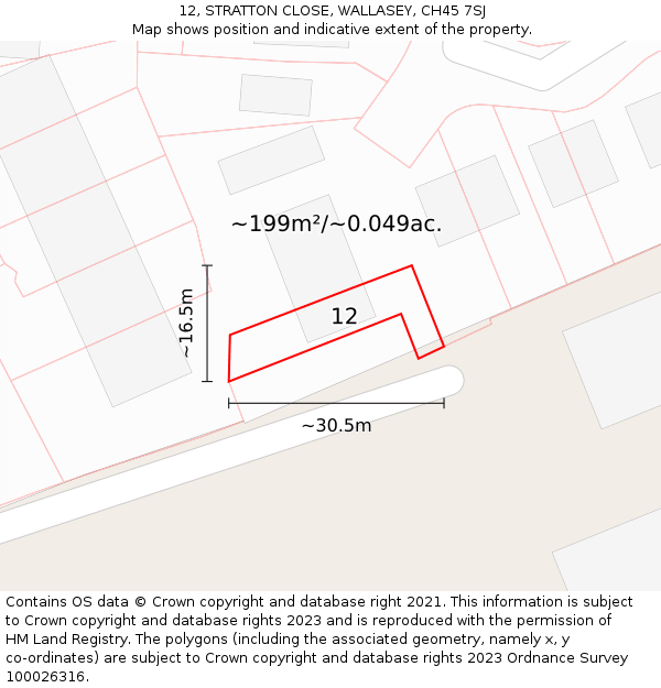 12, STRATTON CLOSE, WALLASEY, CH45 7SJ: Plot and title map
