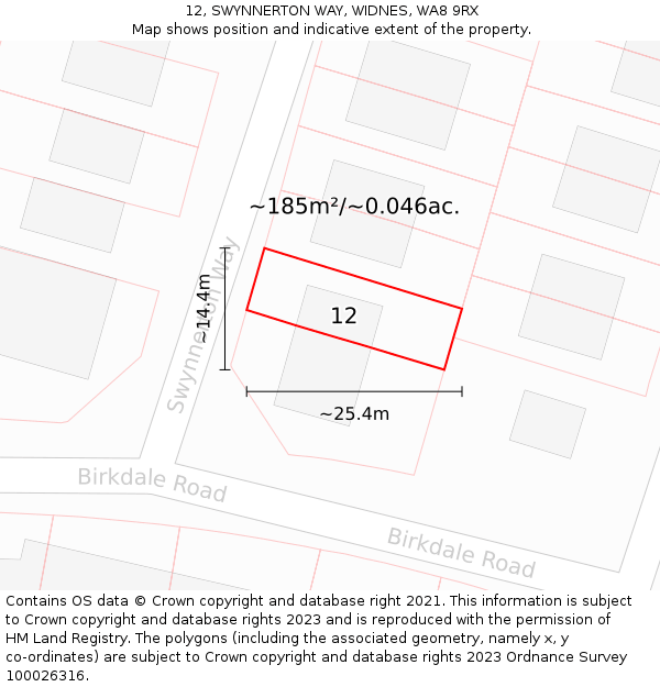 12, SWYNNERTON WAY, WIDNES, WA8 9RX: Plot and title map