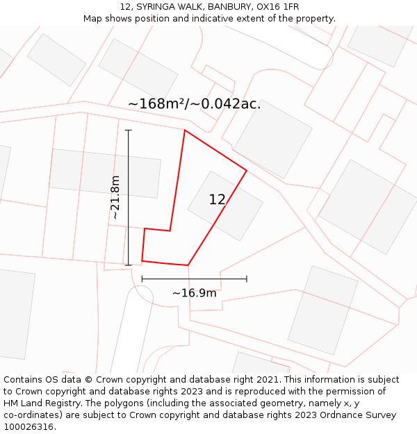 12, SYRINGA WALK, BANBURY, OX16 1FR: Plot and title map