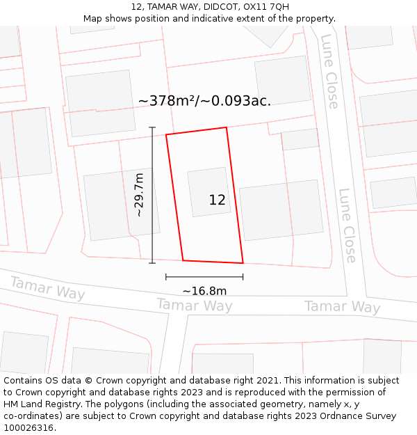 12, TAMAR WAY, DIDCOT, OX11 7QH: Plot and title map